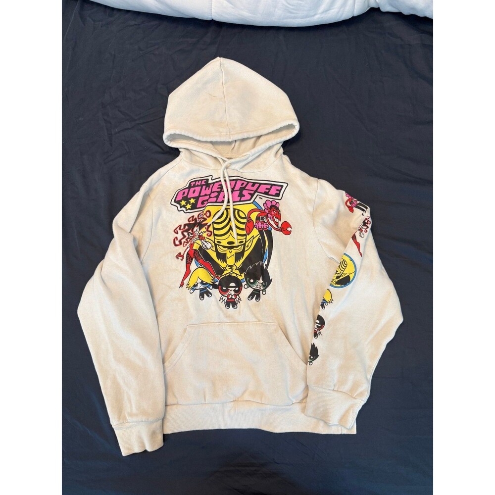 Powerpuff Girls White Graphic Pullover Hoodie Size M